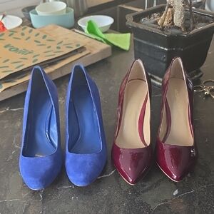 Women's Vibrant Blue and Rich Burgundy Heels